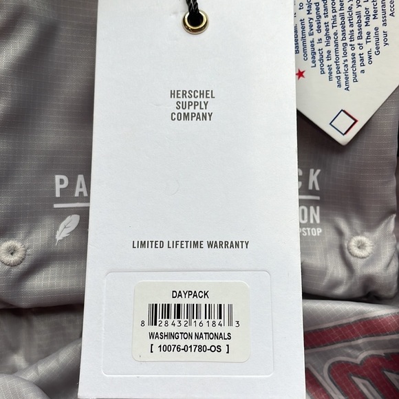 NWT Herschel Packable Day Pack Washington Nationals MLB